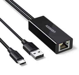 Usb-c Ir Rj45 10/100 Mbps Išorinio Tinklo Adapteris - Juodas
