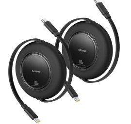 Usb-c Ištraukiamasis Kabelis 100w 2 M Juodas - 2 Vnt.