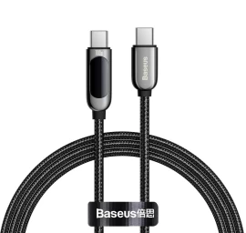 Usb-c Kabelis Su Galios Matuokliu Power Delivery 100w 20v 5a 1m Juodas