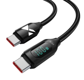 Usb-c Kabelis Su Led Ekranu Pd 100w 1 M Juodas