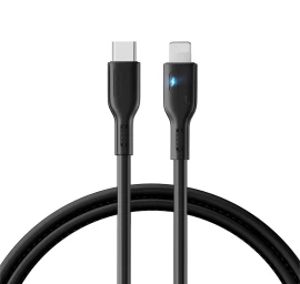 Usb-c - lightning 20w iphone Kabelis Su Led Indikatoriumi 2 M Juodas