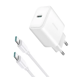Usb-c Pd 30w Qc Sfc Tinklo įkroviklis + 1 M Ilgio Usb-c Kabelis - Baltas