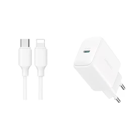 Usb-c Pd Qc 20w Tinklo įkroviklis + iphone Lightning Laidas 1 M - Baltas