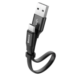 Usb-c Plokščias Kabelis Usb-c Kabelis Su Laikikliu 2a 23cm Juodas