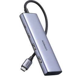 Usb-c Prievado Adapteris Hub - 2x Usb-a 2x Usb-c 20cm Pilkos Spalvos