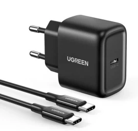 Usb-c Telefono įkroviklis 25w Pd + Usb-c Kabelis 2 M, Juodas