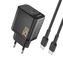 Usb-c Tinklo įkroviklis Su Usb-c Gan Pd Kabeliu 25 W - Juodas
