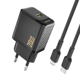 Usb-c Tinklo įkroviklis Su Usb-c Kabeliu - iphone Lightning Gan Pd 20w - Juodas
