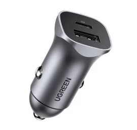 Usb-c Usb 24w Power Delivery Quick Charge Automobilinis įkroviklis Pilkos Spalvos