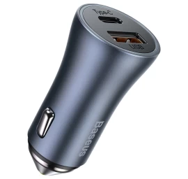 Usb-c + Usb 40w Greitasis Automobilinis įkroviklis Golden Contactor Pro Pilkos Spalvos