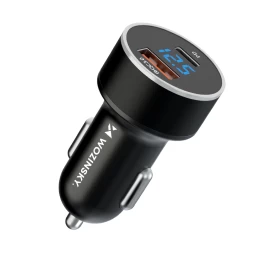 Usb-c Usb-a Cigarečių žiebtuvėlio Automobilinis įkroviklis 36w Juodas
