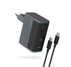 Usb-c Usb-a Tinklo įkroviklis Su Usb-c Gan Kabeliu 100 W - Pilkas