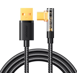 Usb-c - Usb Kampinis Kabelis Greitam įkrovimui Ir Duomenų Perdavimui 3a 1,2 M Juodas