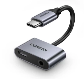 Usb-c (vyriškas) - Mini Lizdas 3,5 Mm / Usb-c (moteriškas) Dviejų Prievadų Garso Adapteris - Pilkas Usb-c (vyriškas) - Mini Lizdas 3,5 Mm / Usb-c (moteriškas) Dviejų Prievadų Garso Adapteris - Pilkas