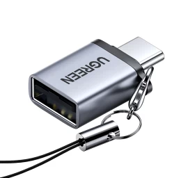 Usb-c (vyriškos Lyties) - Usb-a 3.0 (moteriškos Lyties) Adapteris Su Dirželiu - Pilkos Spalvos
