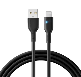 Usb - lightning 2.4a 2 M Ilgio iphone Kabelis Su Led Indikatoriumi, Juodas