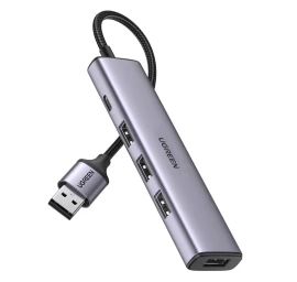 Usb Prievadų Skirstytuvas Hub - 4x Usb 3.0 Pilkos Spalvos
