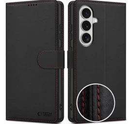 Uždengiamas Dėklas Su Stovu, Skirtas samsung Galaxy S26 Piniginei - Juodos Ir Raudonos Spalvos