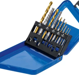 Užlūžusių varžtų išsukėjų ir kairinių grąžtų rinkinys | HSS | titano nitridas | 2 - 7.5 mm | 10 vnt. (6780)