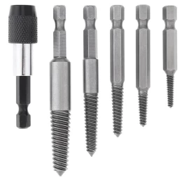 Užlūžusių varžtų išsukėjų rinkininys 1/4 HEX 6vnt. (smulkus sriegis)