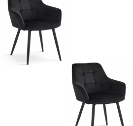 Varsi Kėdė - Juodas Aksomas / Juodos Kojos X 2