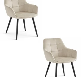 Varsi Kėdė - Smėlio Spalvos Aksomas / Juodos Kojos X 2