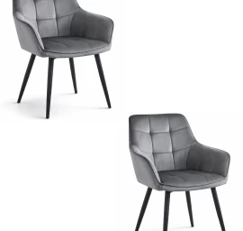 Varsi Kėdė - Tamsiai Pilkas Aksomas / Juodos Kojos X 2