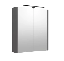 Veidrodinė spintelė Raguvos Baldai, su juodu šviestuvu, pilka matinė, 60 cm, 2003305