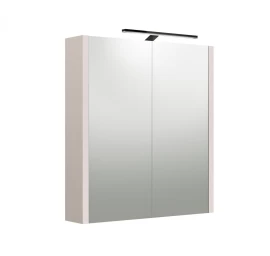 Veidrodinė spintelė Raguvos Baldai, su juodu šviestuvu, pilkas kašmyras, 60 cm, 2003306