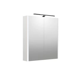 Veidrodinė spintelė su juodu šviestuvu, IP44, balta matinė, 60cm, 2003312