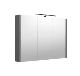 Veidrodinė spintelė su juodu šviestuvu Raguvos Baldai, pilka matinė, 100 cm, 2003705