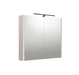 Veidrodinė spintelė su juodu šviestuvu Raguvos Baldai, pilkas kašmyras, 80 cm, 2003506