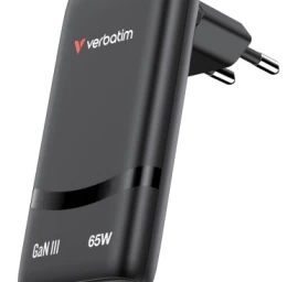 Verbatim 32354 Fold 'n' Go GaN Įkroviklis 65W 2-Port, USB-C, EU Plug, Juoda