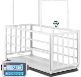 Veterinarinės Platforminės Gyvulių Svarstyklės Su Gyvūnų Narvu 1500/0,5 Kg 110x240 Cm Lcd
