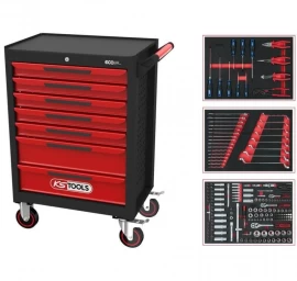 Vežimėlis su 215vnt. įrankių KS TOOLS ECOline, 7 stalčiai