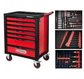 Vežimėlis su 215vnt. įrankių KS TOOLS RACINGline, 7 stalčiai