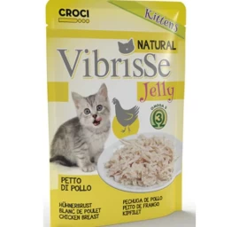 VIBRISSE konservai kačiukams vištienos krūtinėlė želatinoje 70g 18vnt, C1018991