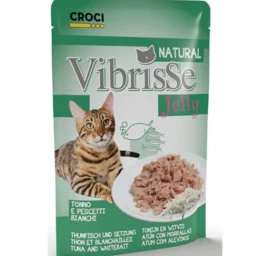 VIBRISSE konservai katėms su tunu ir mailiumi želatine 70g 18vnt, C1018987