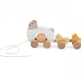 Viga 44285 Polarb Medinis Traukiamas žaislas - Viščiukas Su Viščiukais
