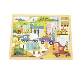 Viga 44585 Dėlionės Ant 48 Elementų Kaladėlės - Susitinkame Su Statybos Mašinomis