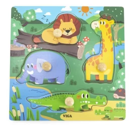 Viga 44593 Dėlionė Su Rankenėlėmis - Laukiniai Gyvūnai