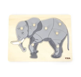 Viga 44601 Dėlionė Ant Kaladėlės Su Rankenėlėmis - Dramblys