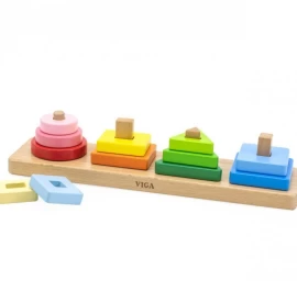 Viga 44686 Viga Kaladėlės Su Formų Rūšiuokle - Geometrinės Figūros - Piramidės