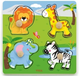 Viga 50840 Medinė Dėlionė Su Rankenėlėmis - Afrikos Gyvūnai