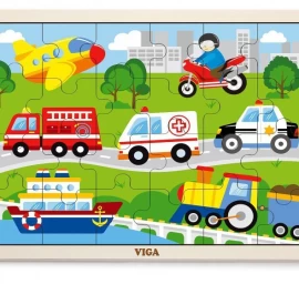 Viga 51462 Dėlionė Ant Kaladėlės 24 Elementai - Transporto Priemonės Mieste