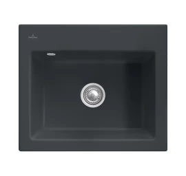 Villeroy &amp; Boch Subway 60 S Pure Black keraminė virtuvinė plautuvė, su skykle nr. 2 , 330901R7HL2