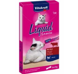 Vitakraft Liquid-Snack su jautiena, skanėstas katėms, 6 x 15 g