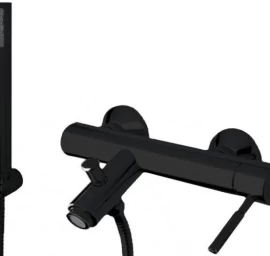 Vonios maišytuvas su dušo komplektu Fiore Xenon, juoda matinė