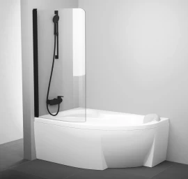 Vonios sienelė Ravak CVSK1 Rosa 140/150 K juoda+stiklas Transparent, 7QLM0300Y1