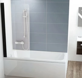 Vonios sienelė Ravak Ravak CVS1 80x150 cm juodas profilis, skaidrus stiklas 7QL40300Z1